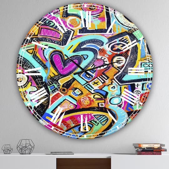 Designart 'Peacock Love Shimmy Large Modern Wall Clock